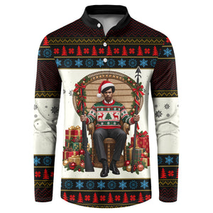 Huey P. Newton Black Panther Christmas Button Sweatshirt Black History Iconic Leader Ugly Holiday