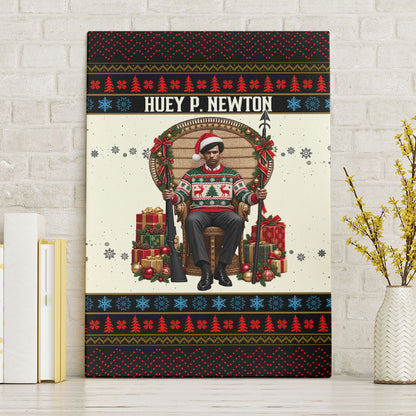 Huey P. Newton Black Panther Christmas Canvas Wall Art Black History Iconic Leader Ugly Holiday