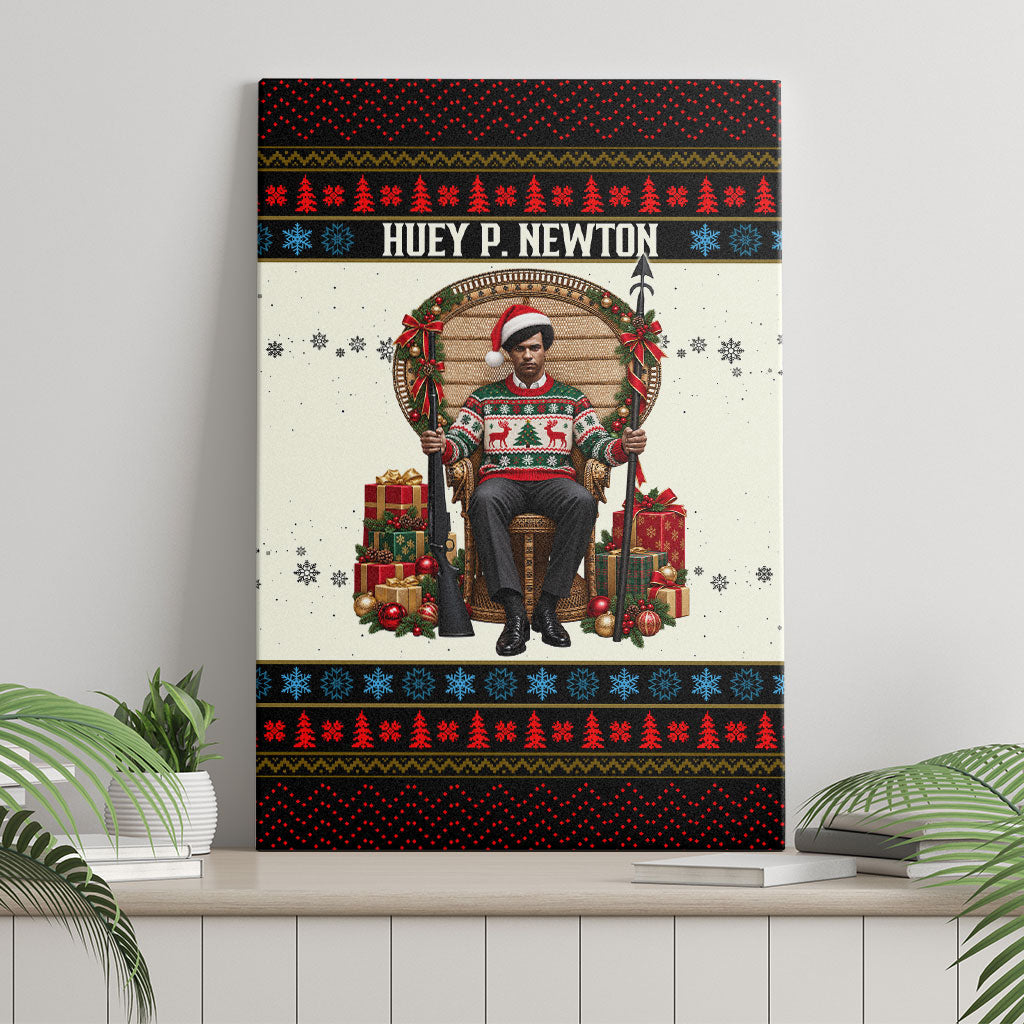 Huey P. Newton Black Panther Christmas Canvas Wall Art Black History Iconic Leader Ugly Holiday