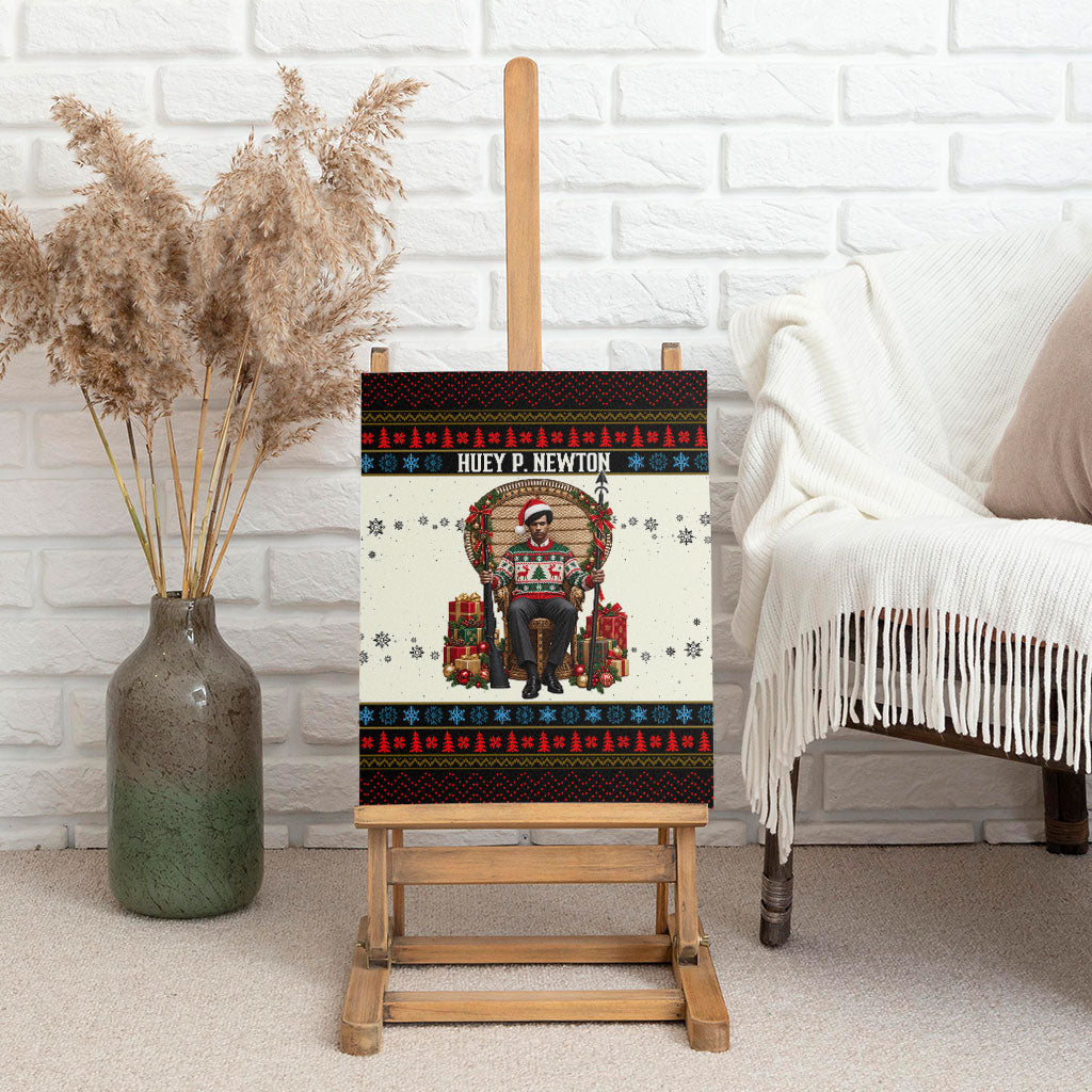 Huey P. Newton Black Panther Christmas Canvas Wall Art Black History Iconic Leader Ugly Holiday