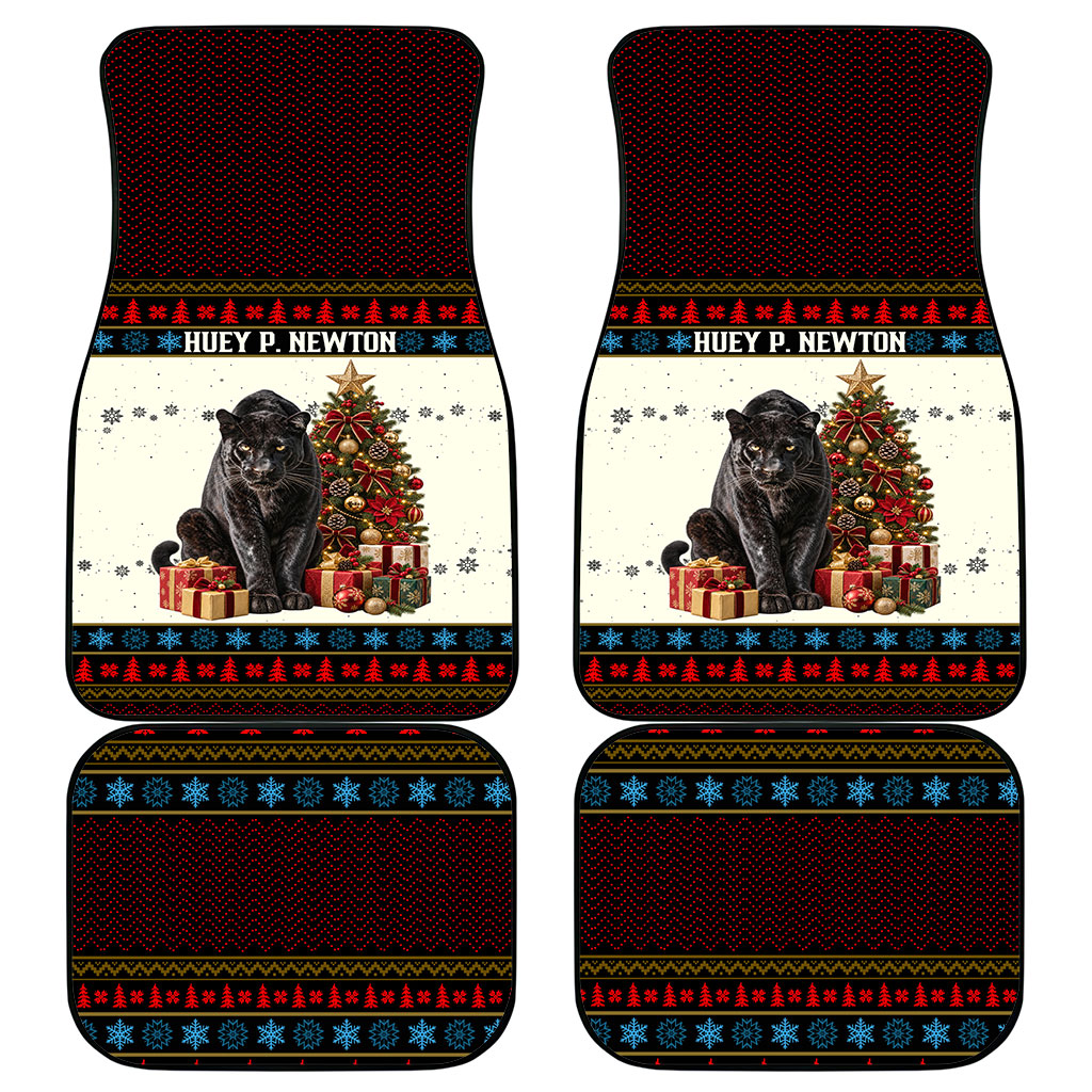 Huey P. Newton Black Panther Christmas Car Mats Black History Iconic Leader Ugly Holiday