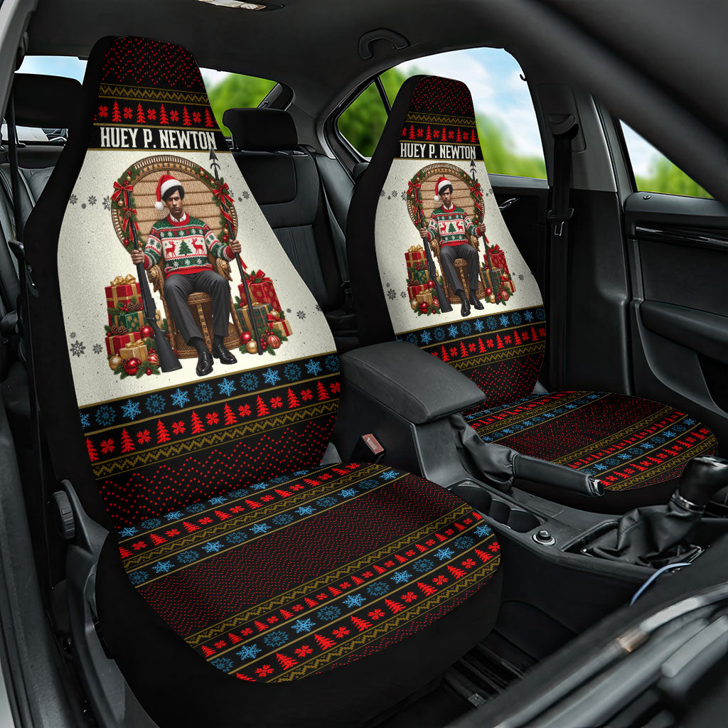Huey P. Newton Black Panther Christmas Car Seat Cover Black History Iconic Leader Ugly Holiday