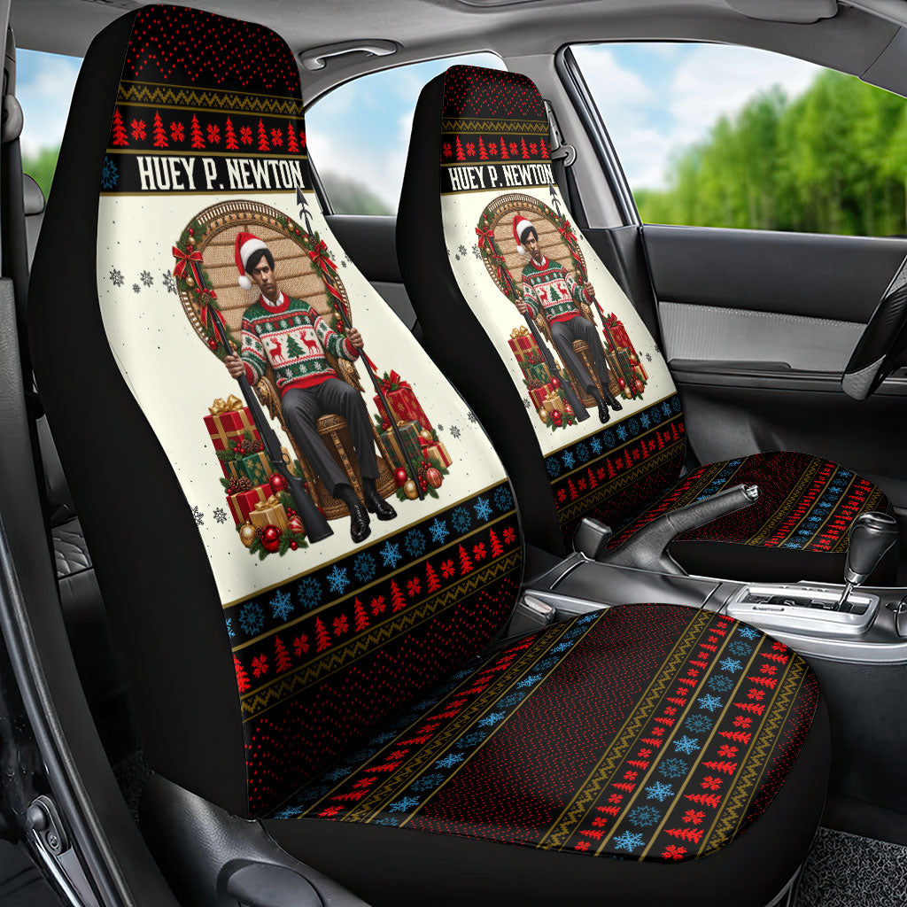 Huey P. Newton Black Panther Christmas Car Seat Cover Black History Iconic Leader Ugly Holiday