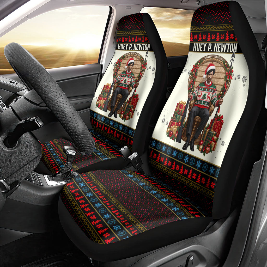Huey P. Newton Black Panther Christmas Car Seat Cover Black History Iconic Leader Ugly Holiday