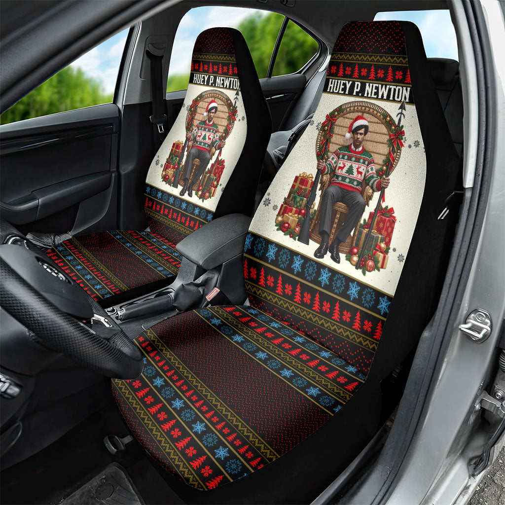 Huey P. Newton Black Panther Christmas Car Seat Cover Black History Iconic Leader Ugly Holiday