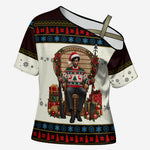Huey P. Newton Black Panther Christmas Cross Shoulder Shirt Black History Iconic Leader Ugly Holiday