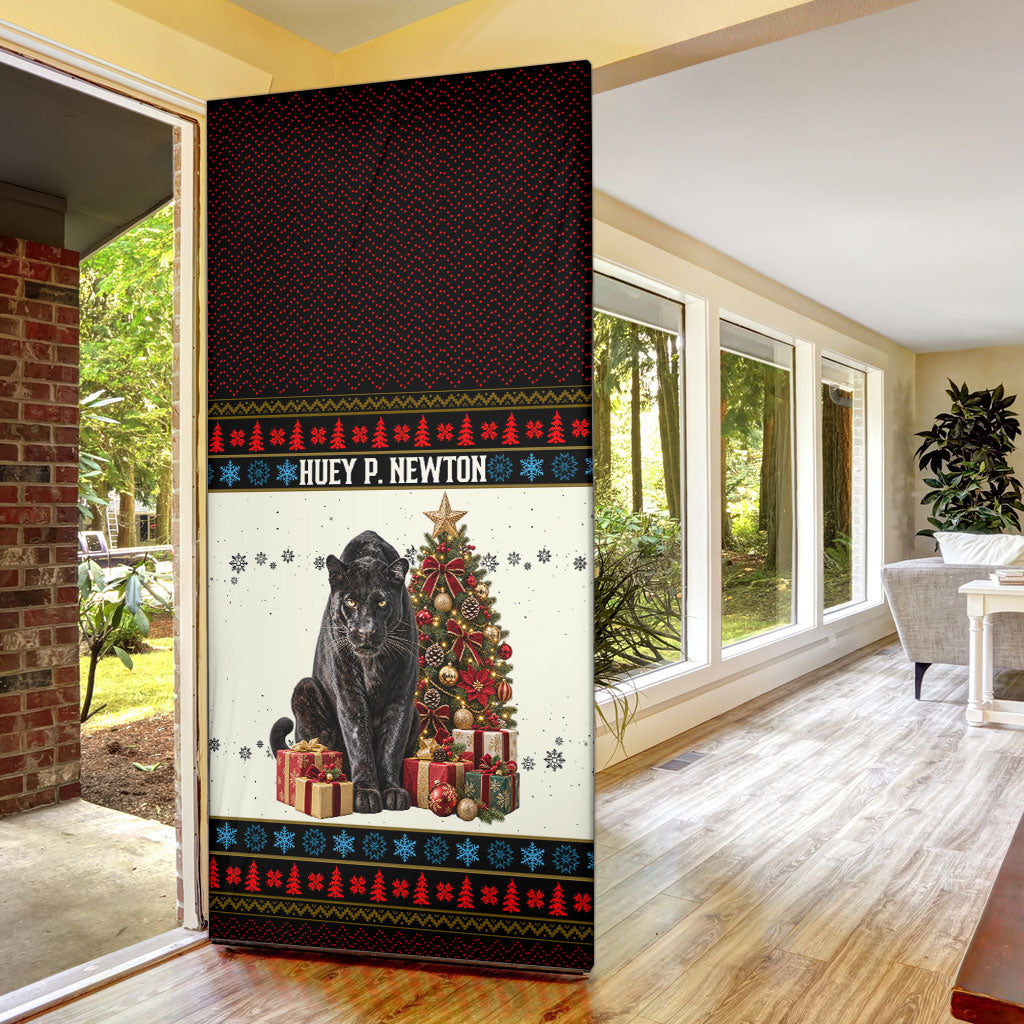 Huey P. Newton Black Panther Christmas Door Cover Black History Iconic Leader Ugly Holiday