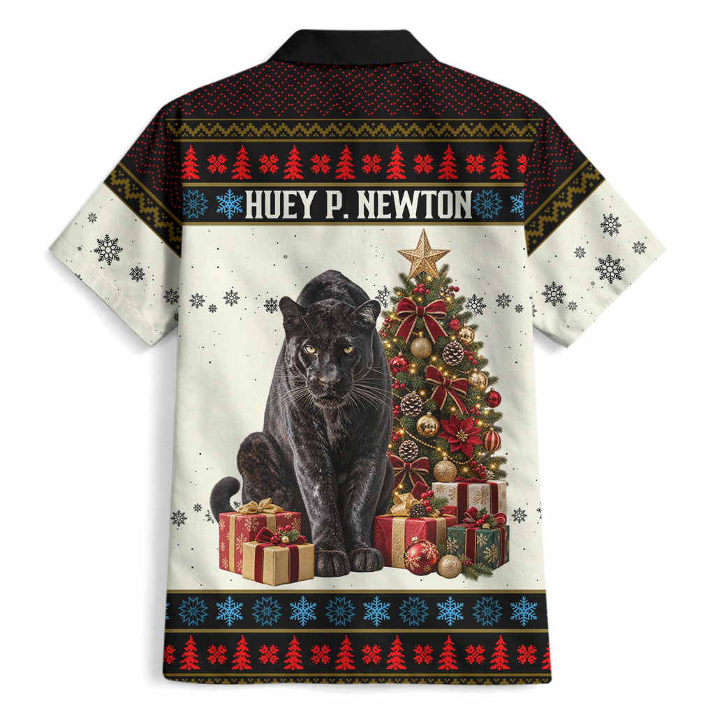 Huey P. Newton Black Panther Christmas Hawaiian Shirt Black History Iconic Leader Ugly Holiday