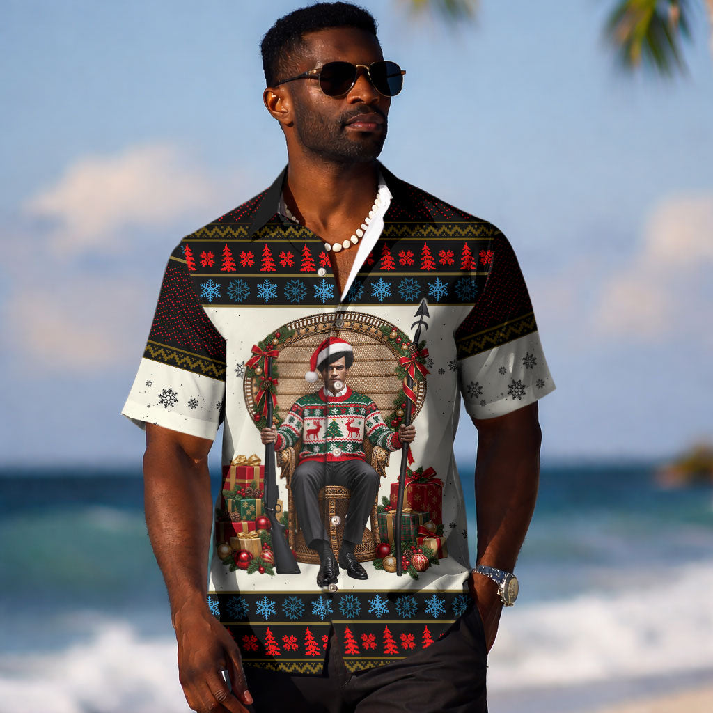 Huey P. Newton Black Panther Christmas Hawaiian Shirt Black History Iconic Leader Ugly Holiday