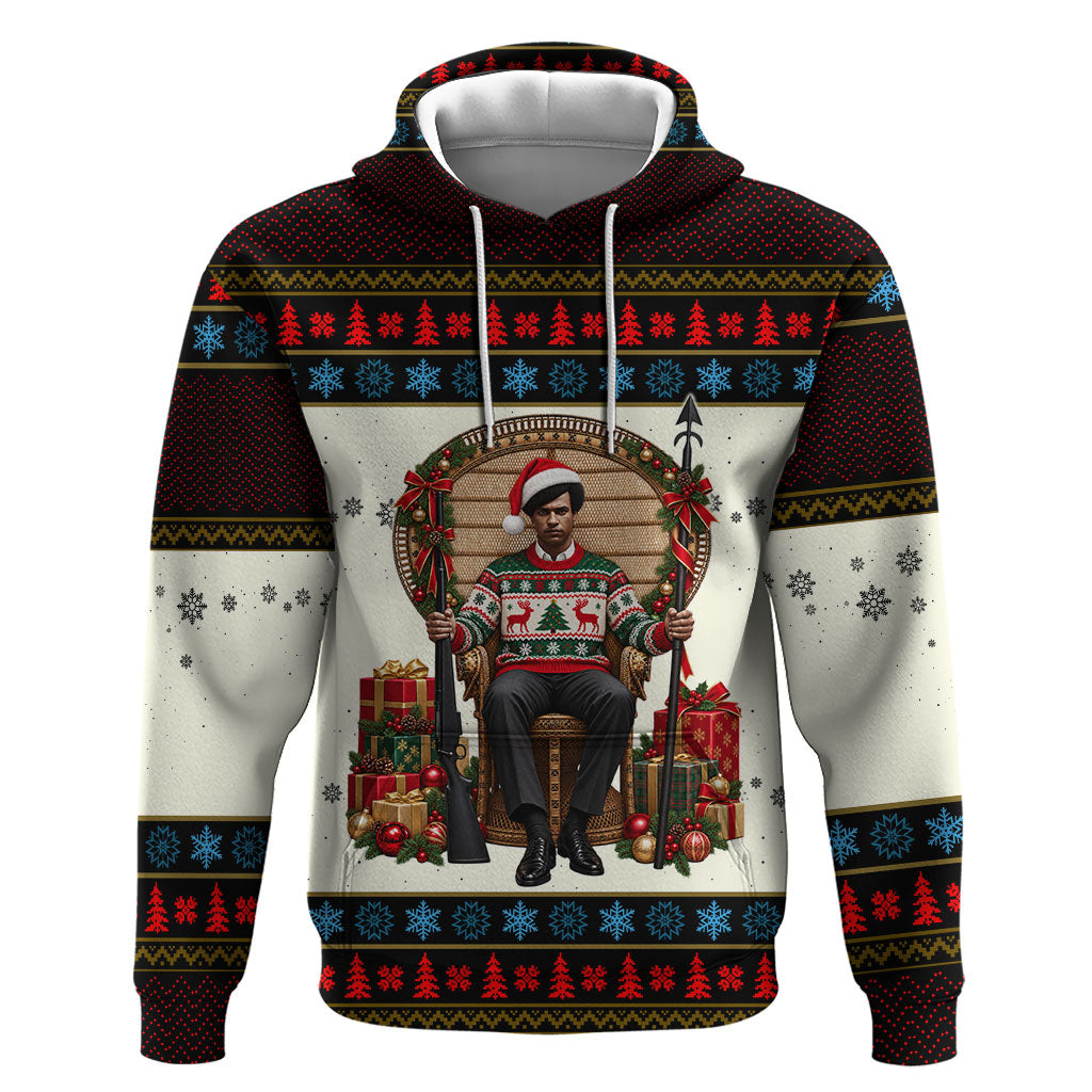 Huey P. Newton Black Panther Christmas Hoodie Black History Iconic Leader Ugly Holiday