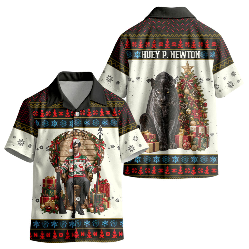Huey P. Newton Black Panther Christmas Kid Hawaiian Shirt Black History Iconic Leader Ugly Holiday