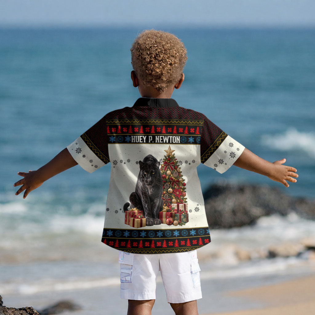 Huey P. Newton Black Panther Christmas Kid Hawaiian Shirt Black History Iconic Leader Ugly Holiday