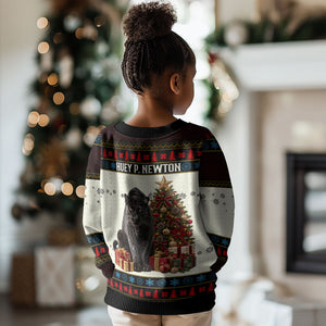 Huey P. Newton Black Panther Christmas Kid Ugly Christmas Sweater Black History Iconic Leader Ugly Holiday
