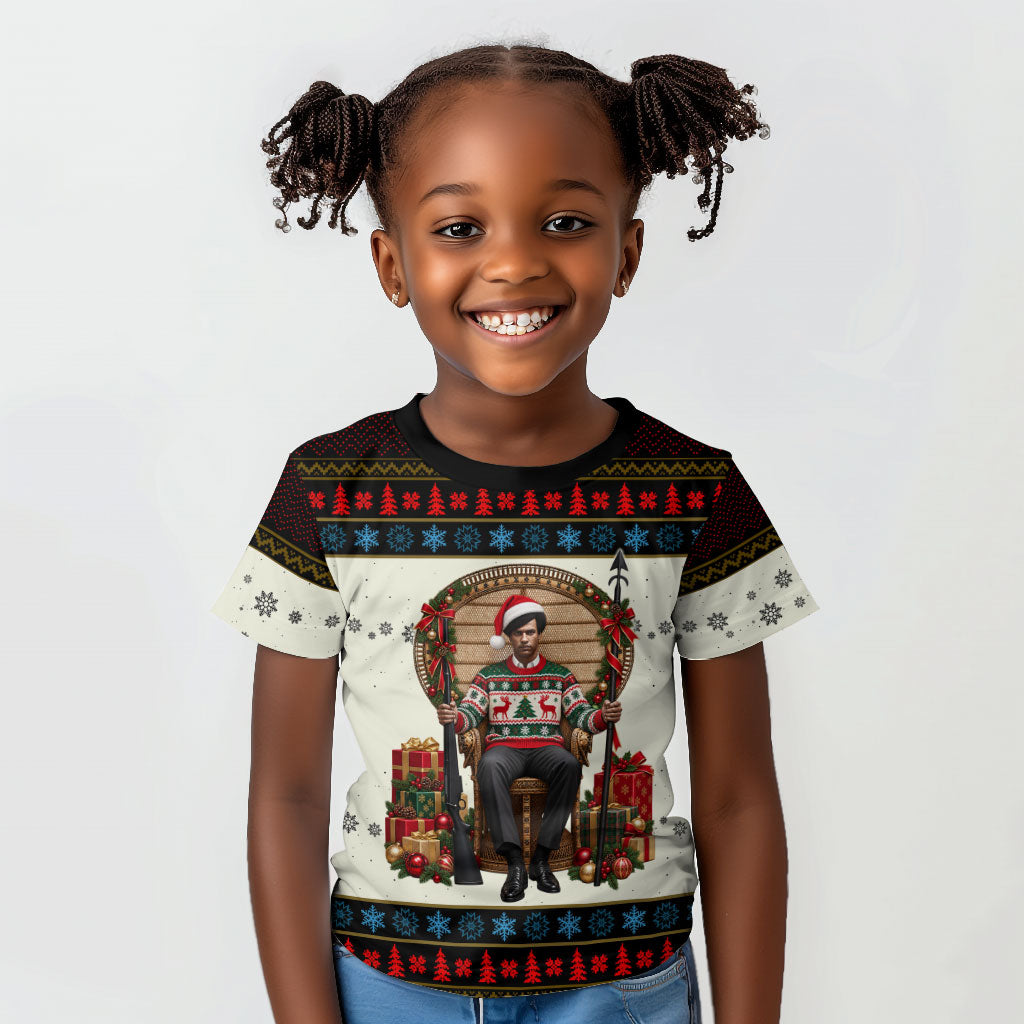 Huey P. Newton Black Panther Christmas Kid T shirt Black History Iconic Leader Ugly Holiday