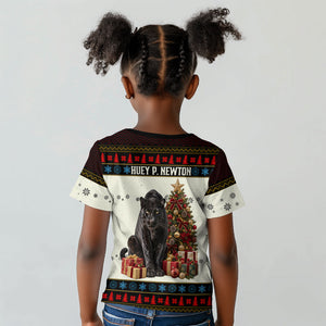 Huey P. Newton Black Panther Christmas Kid T shirt Black History Iconic Leader Ugly Holiday