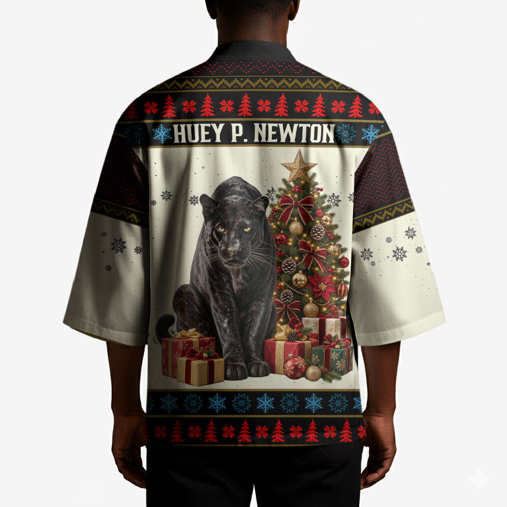 Huey P. Newton Black Panther Christmas Kimono Black History Iconic Leader Ugly Holiday