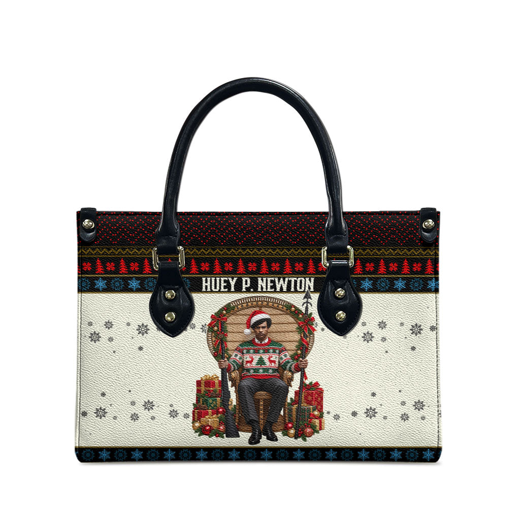 Huey P. Newton Black Panther Christmas Leather Bag Black History Iconic Leader Ugly Holiday