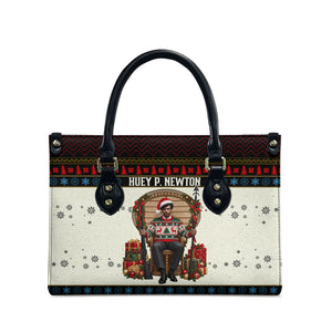 Huey P. Newton Black Panther Christmas Leather Bag Black History Iconic Leader Ugly Holiday