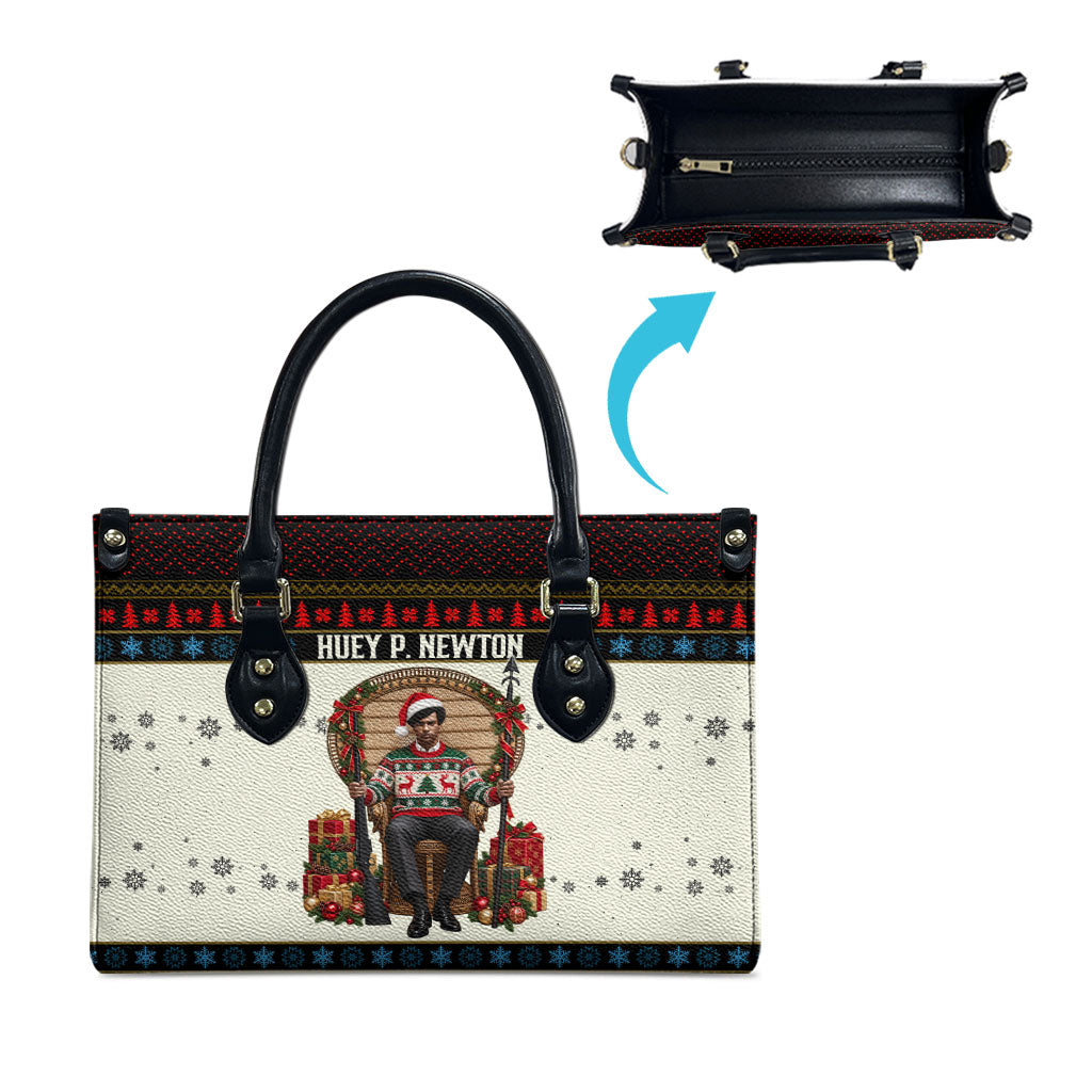 Huey P. Newton Black Panther Christmas Leather Bag Black History Iconic Leader Ugly Holiday