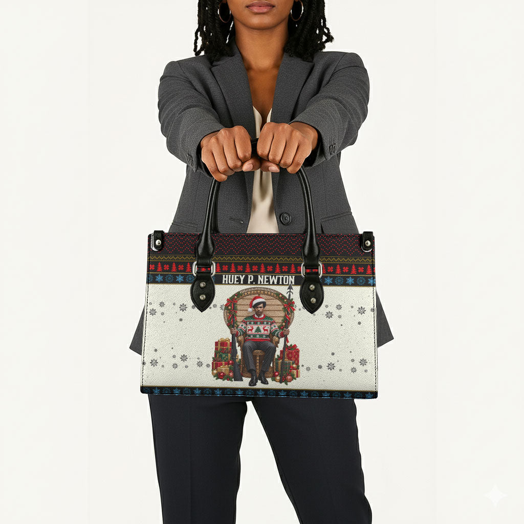 Huey P. Newton Black Panther Christmas Leather Bag Black History Iconic Leader Ugly Holiday