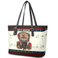 Huey P. Newton Black Panther Christmas Leather Tote Bag Black History Iconic Leader Ugly Holiday