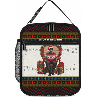 Huey P. Newton Black Panther Christmas Lunch Bag Black History Iconic Leader Ugly Holiday