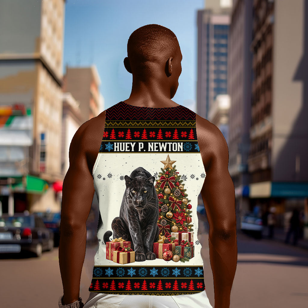 Huey P. Newton Black Panther Christmas Men Tank Top Black History Iconic Leader Ugly Holiday