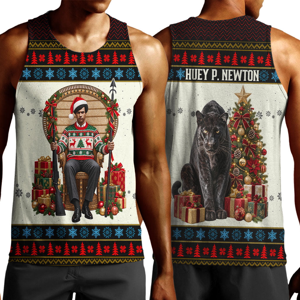 Huey P. Newton Black Panther Christmas Men Tank Top Black History Iconic Leader Ugly Holiday