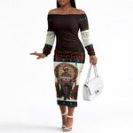 Huey P. Newton Black Panther Christmas Off The Shoulder Long Sleeve Dress Black History Iconic Leader Ugly Holiday