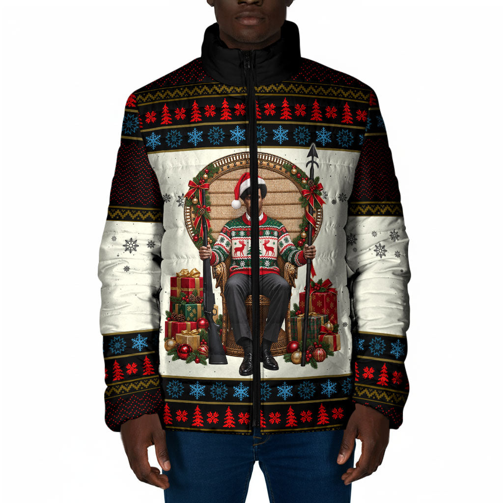 Huey P. Newton Black Panther Christmas Padded Jacket Black History Iconic Leader Ugly Holiday