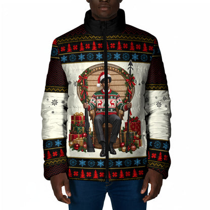 Huey P. Newton Black Panther Christmas Padded Jacket Black History Iconic Leader Ugly Holiday