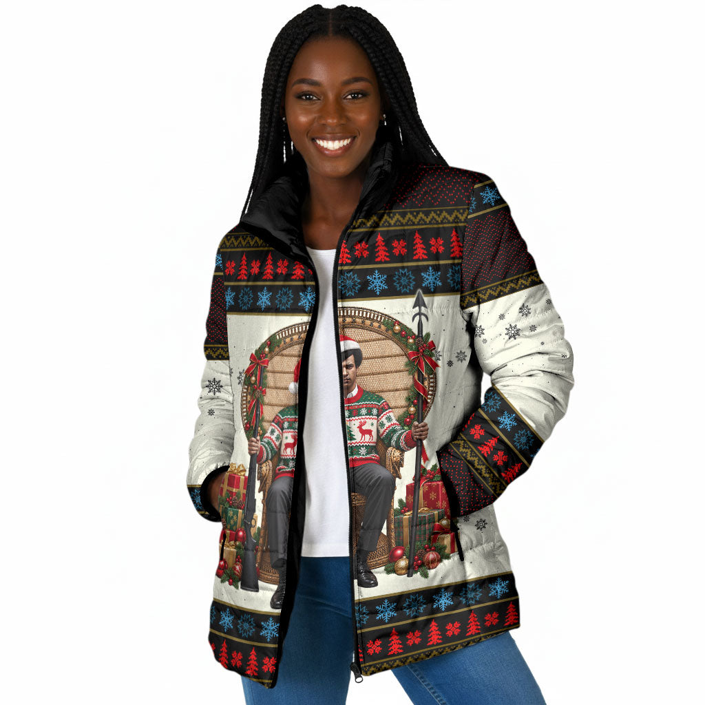 Huey P. Newton Black Panther Christmas Padded Jacket Black History Iconic Leader Ugly Holiday
