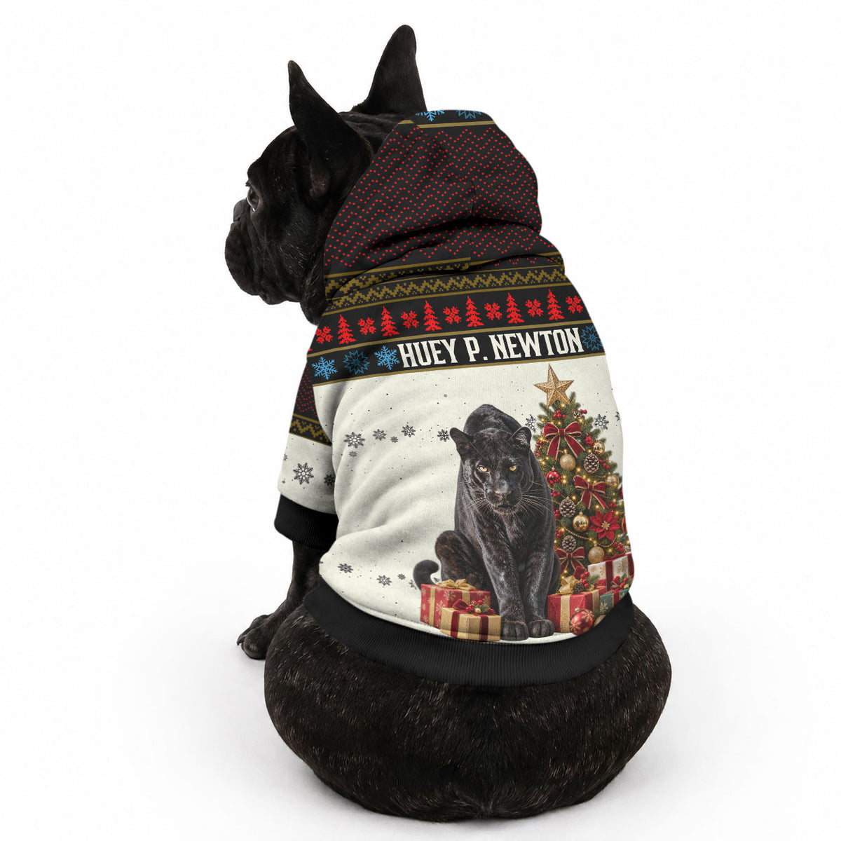 Huey P. Newton Black Panther Christmas Pet Hoodie Black History Iconic Leader Ugly Holiday