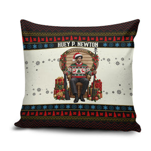 Huey P. Newton Black Panther Christmas Pillow Cover Black History Iconic Leader Ugly Holiday