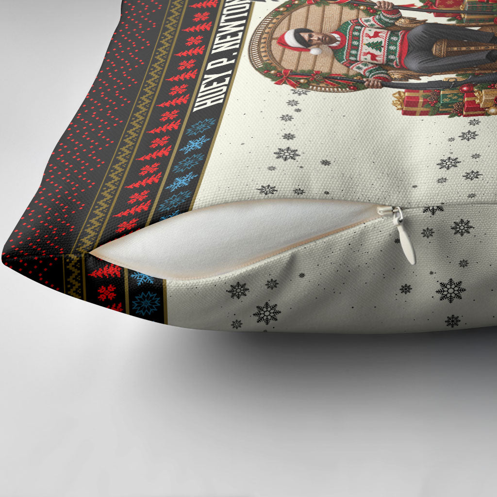 Huey P. Newton Black Panther Christmas Pillow Cover Black History Iconic Leader Ugly Holiday