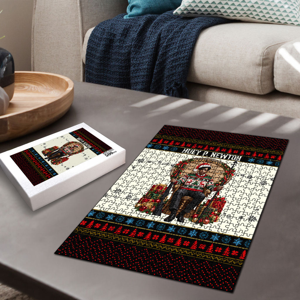 Huey P. Newton Black Panther Christmas Puzzle Black History Iconic Leader Ugly Holiday