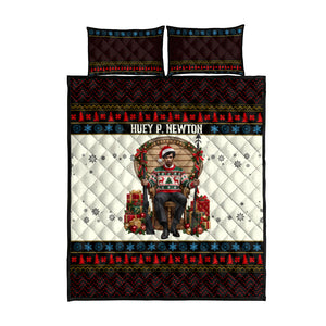 Huey P. Newton Black Panther Christmas Quilt Bed Set Black History Iconic Leader Ugly Holiday