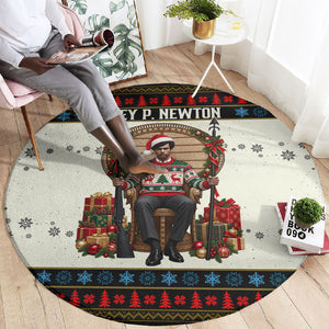 Huey P. Newton Black Panther Christmas Round Carpet Black History Iconic Leader Ugly Holiday