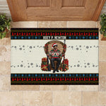 Huey P. Newton Black Panther Christmas Rubber Doormat Black History Iconic Leader Ugly Holiday