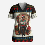 Huey P. Newton Black Panther Christmas Scrub Top Black History Iconic Leader Ugly Holiday