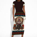 Huey P. Newton Black Panther Christmas Short Sleeve Bodycon Dress Black History Iconic Leader Ugly Holiday