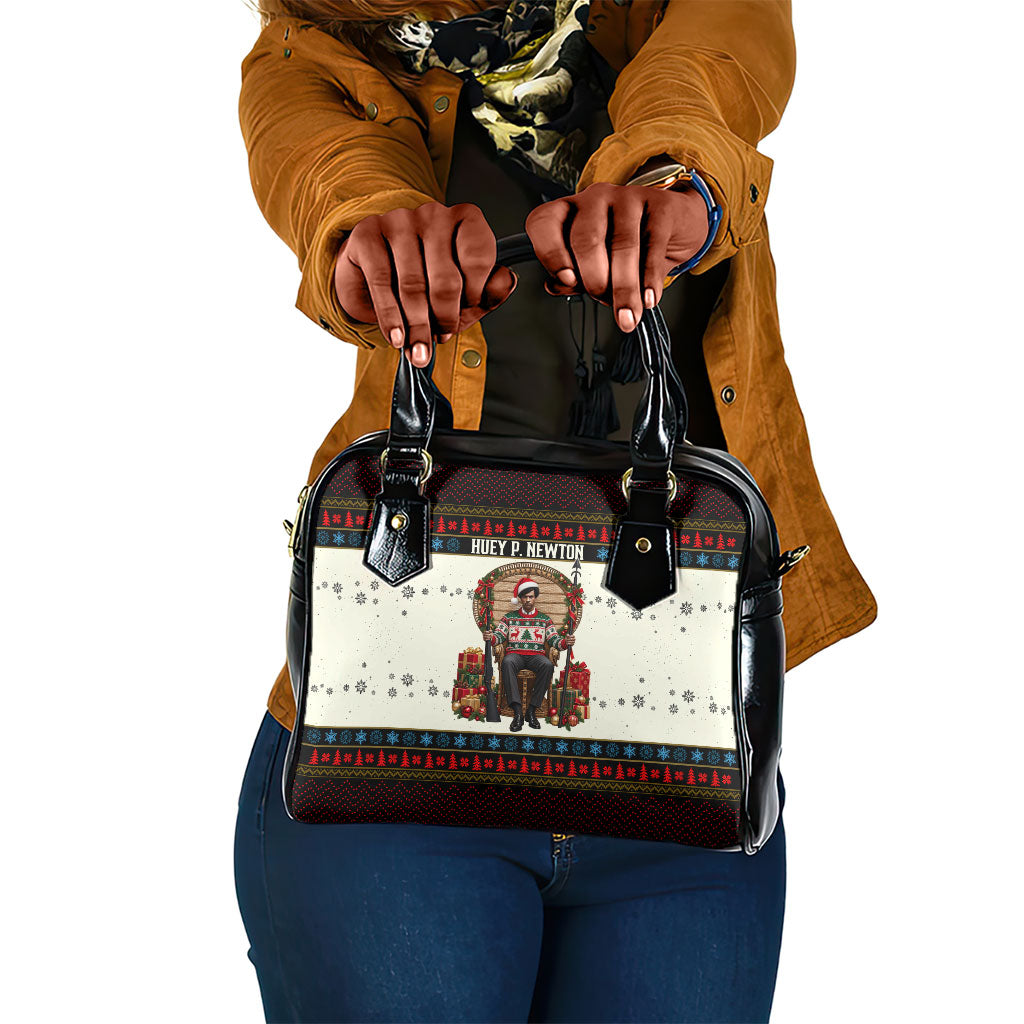Huey P. Newton Black Panther Christmas Shoulder Handbag Black History Iconic Leader Ugly Holiday