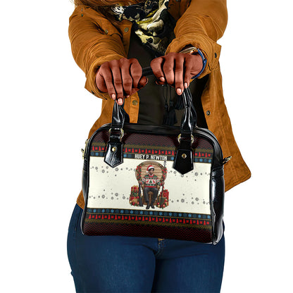 Huey P. Newton Black Panther Christmas Shoulder Handbag Black History Iconic Leader Ugly Holiday