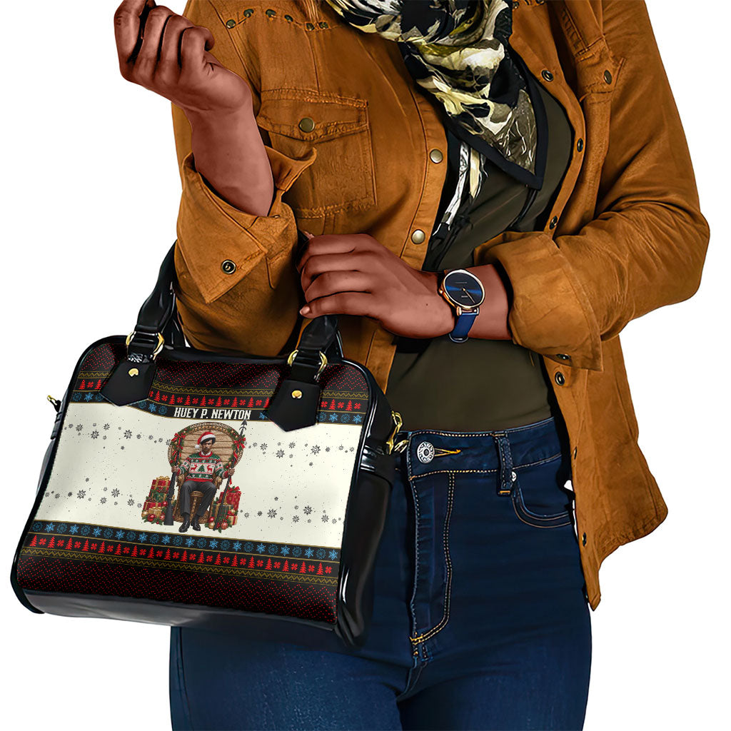 Huey P. Newton Black Panther Christmas Shoulder Handbag Black History Iconic Leader Ugly Holiday