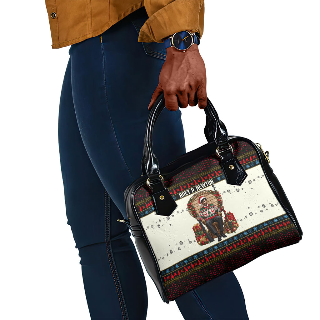 Huey P. Newton Black Panther Christmas Shoulder Handbag Black History Iconic Leader Ugly Holiday