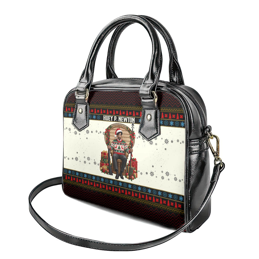Huey P. Newton Black Panther Christmas Shoulder Handbag Black History Iconic Leader Ugly Holiday