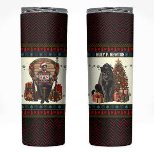 Huey P. Newton Black Panther Christmas Skinny Tumbler Black History Iconic Leader Ugly Holiday