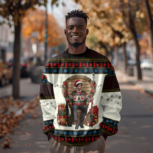 Huey P. Newton Black Panther Christmas Sweatshirt Black History Iconic Leader Ugly Holiday