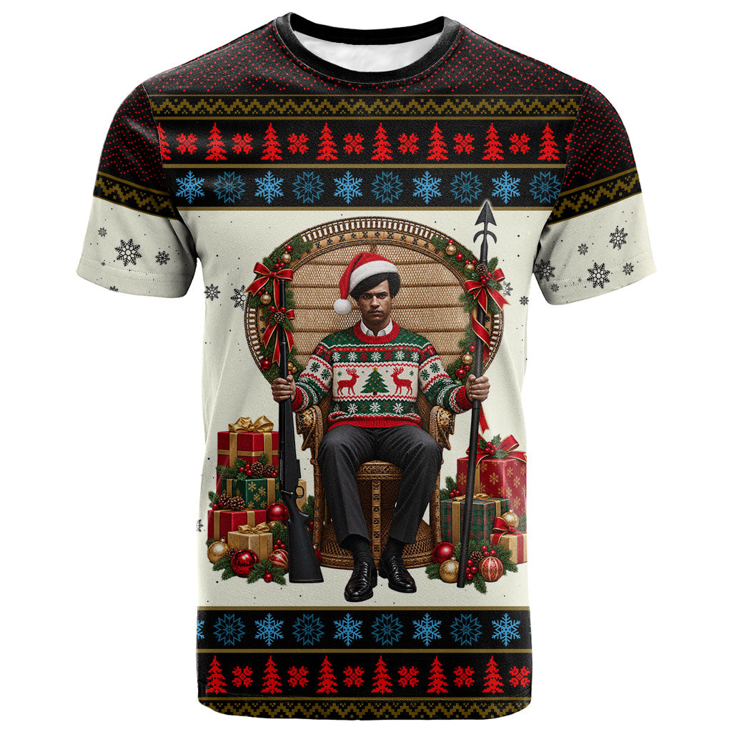 Huey P. Newton Black Panther Christmas T shirt Black History Iconic Leader Ugly Holiday