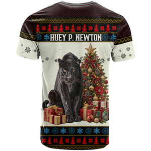 Huey P. Newton Black Panther Christmas T shirt Black History Iconic Leader Ugly Holiday